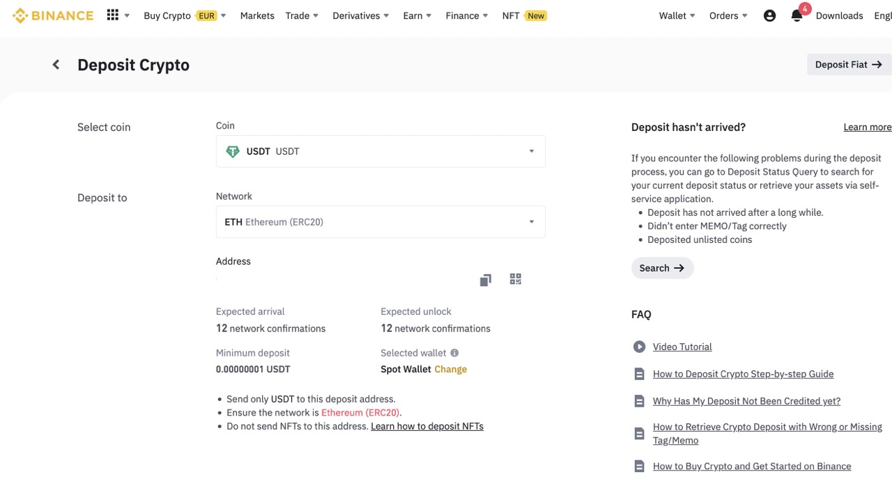 Binance Deposit USDT